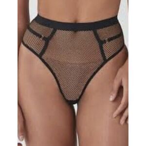 NWT Victorias Secret Very Sexy Fishnet High Waist Strappy Thong Panty Black Sz M
